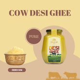 Organic Pure Cow Desi Ghee By Bharat Foods | Good Source Of Vitamin A & Healthy Desi Ghee Perfect For Weight Loss | (250ml) 8.4 Ounce | Jar Pack